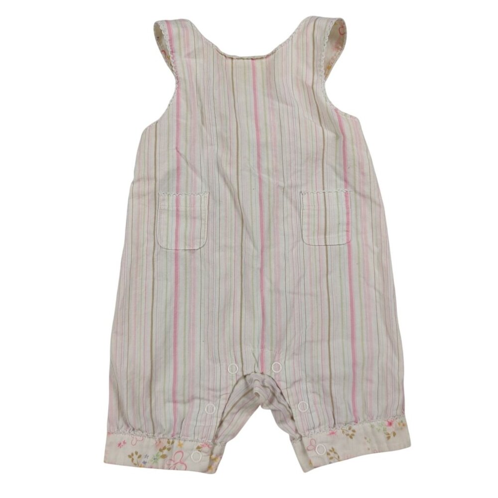 Vintage Striped Baby Romper One Piece Cottagecore Infant Overalls Sz 9 Months